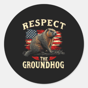 Adesivo Redondo Respeite O Dia Do Groundhog Feliz Dia Do Groundhog