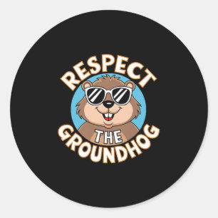 Adesivo Redondo Respeite O Dia Do Groundhog Quirky Premium