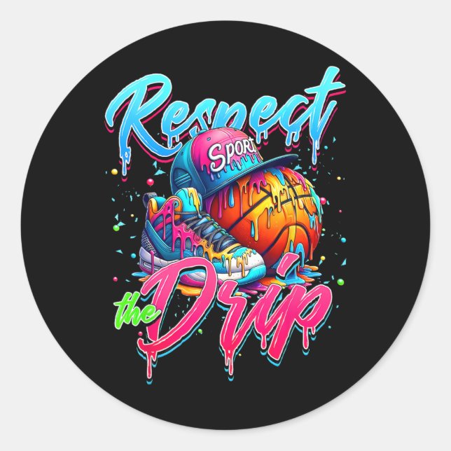 Adesivo Redondo Respeite O Drip Basball Sorvete Drip Com Sp (Frente)