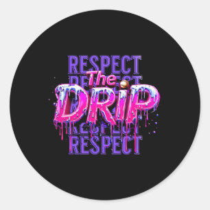 Adesivo Redondo Respeite O Drip Bysebyll Gotejamento Sorvete Drip 