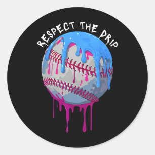 Adesivo Redondo Respeite O Drip Do Sorvete Baseball