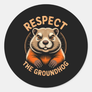 Adesivo Redondo Respeite O Groundhog