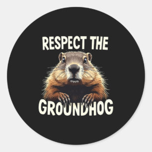 Adesivo Redondo Respeite O Groundhog Celebre O Dia Do Groundhog An