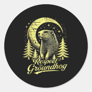 Adesivo Redondo Respeite O Groundhog- Engraçado Dia do Groundhog _