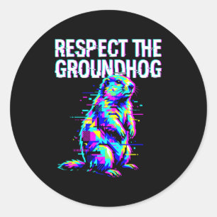 Adesivo Redondo Respeite O Groundhog Engraçado Dia Do Groundhog Re