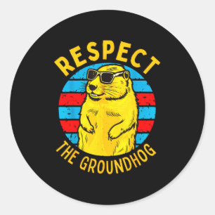 Adesivo Redondo Respeite O Groundhog Engraçado Woodchuck Dia Do Gr