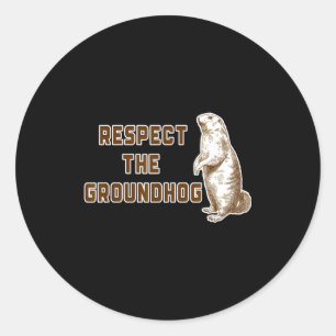 Adesivo Redondo Respeite O Groundhog Imagem Divertida De Woodchuck