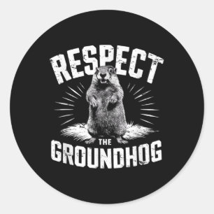 Adesivo Redondo Respeite O Muro De Woodchuck No Terreno Do Groundh