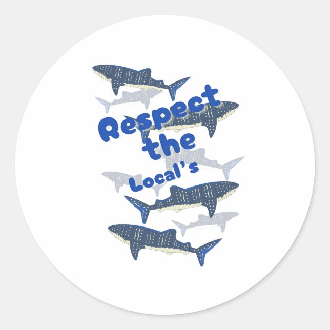 ADESIVO REDONDO RESPEITE OS LOCAIS, A FAMÍLIA DE SHARK NADANDO PER (Frente)