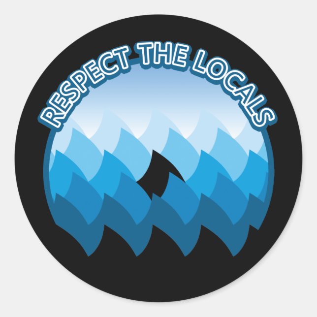 Adesivo Redondo Respeite Os Locais - Consciencialização De Tubarõe (Frente)