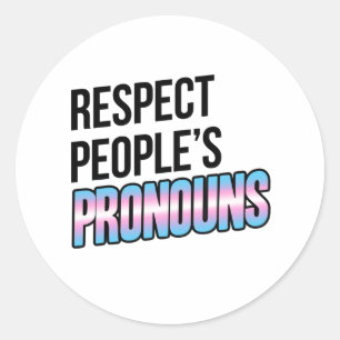 Adesivo Redondo Respeite os Pronomes das Pessoas - Listras Trans