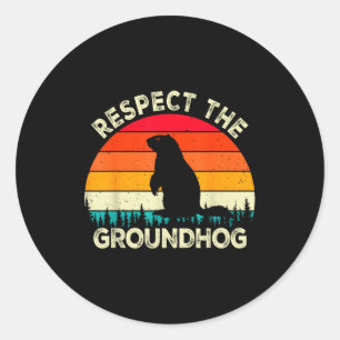 Adesivo Redondo Respeite Os Roedores Do Dia Do Marmota Fofos Retro