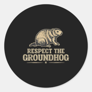 Adesivo Redondo Respeito Vintage Ao Groundhog Fofos Amantes De Gro