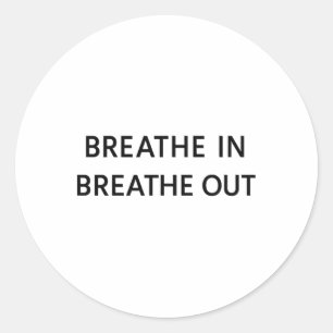 Adesivo Redondo Respire Fundo e Calmo Design de Yoga de Mindfulnes