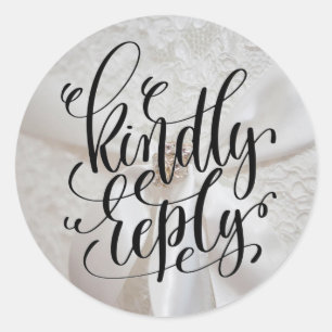 Adesivo Redondo Responda gentilmente a Lacey Wedding Classic Round
