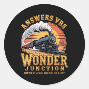 Adesivo Redondo Respostas Vbs 2025 Wonder Junction Christian Train