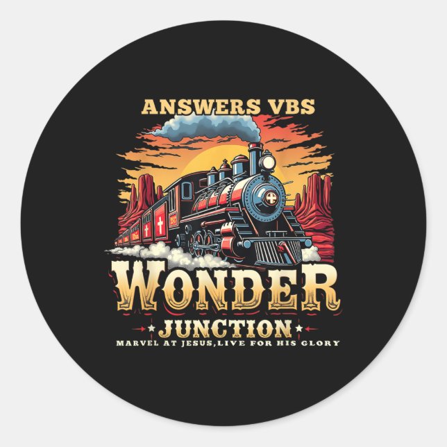 Adesivo Redondo Respostas Vbs Wonder Junction Train Theme (Frente)