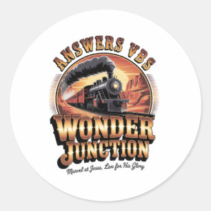 Adesivo Redondo Respostas Vbs Wonder Junction Trem Cristão Vintag