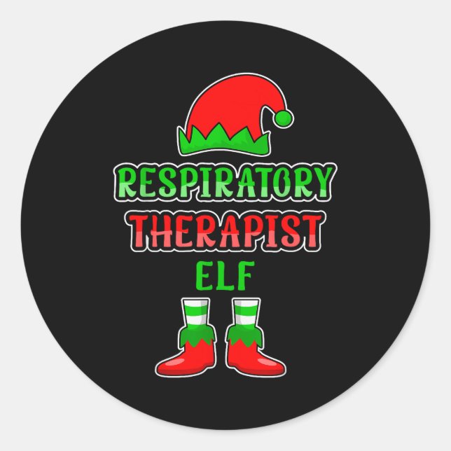 Adesivo Redondo Resratory Therast Elf Resratory Therapy Christmas  (Frente)