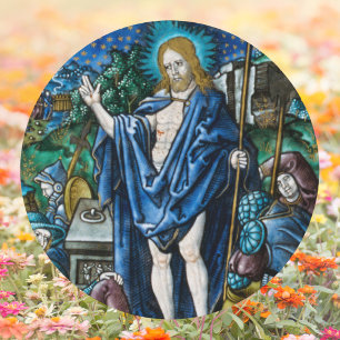 Adesivo Redondo Ressurreição da Páscoa católica religiosa