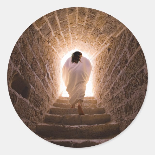 Adesivo Redondo Ressurreição do Cristo de Jesus (Frente)