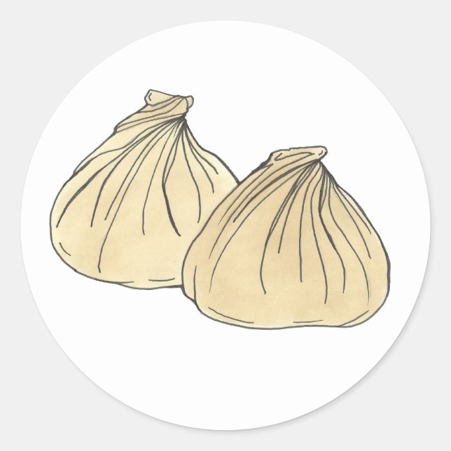 Adesivo Redondo Restaurante Chinês tirando Comida Shumai lixeiras (Frente)