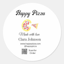 Adesivo Redondo Restaurante de pizza café pizzaria digitalize códi