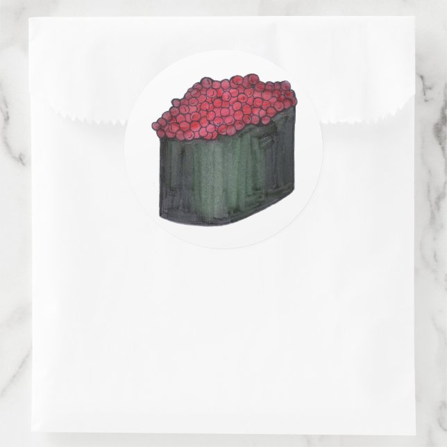 Adesivo Redondo Restaurante Japonês Caviar Sushi Maki Roll Japan (Bolsa)