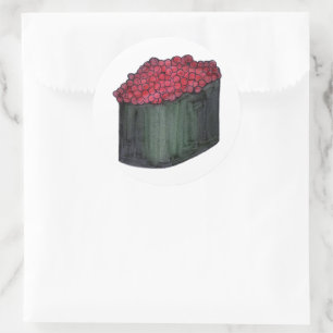 Adesivo Redondo Restaurante Japonês Caviar Sushi Maki Roll Japan