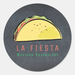 Adesivo Redondo Restaurante Mexicano Taco Moderno Preto Empresa