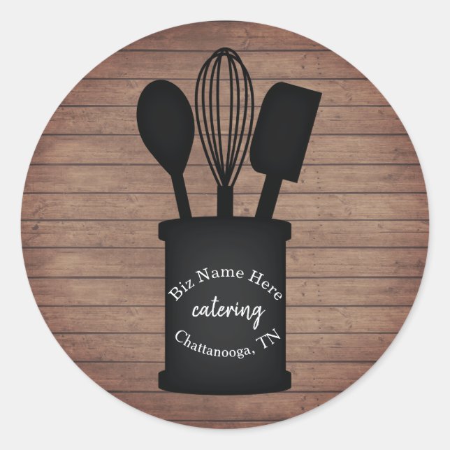 Adesivo Redondo Restaurante Rustic Crock Comida Caterer (Frente)