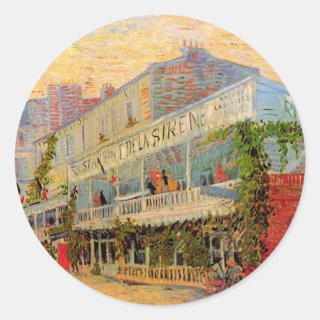 Adesivo Redondo Restaurante Sirene, Asnières por Vincent van Gogh (Frente)