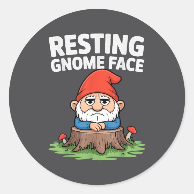Adesivo Redondo Resting Gnome Face Cute Funny Christmas Kawaii Car (Frente)
