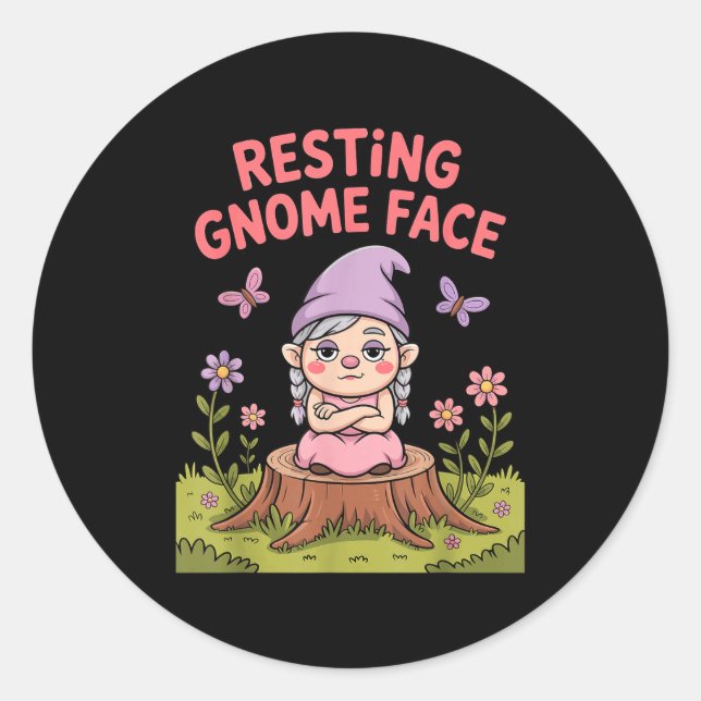 Adesivo Redondo Resting Gnome Face Cute Funny Christmas Kawaii Car (Frente)