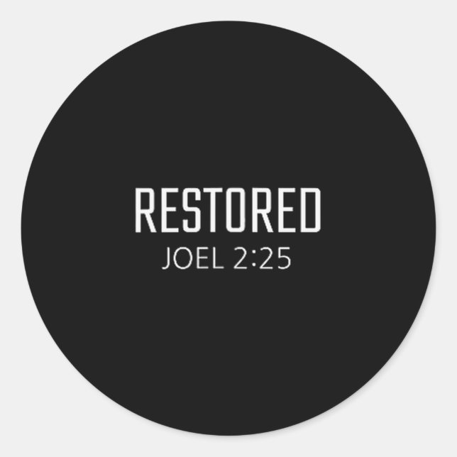 Adesivo Redondo Restored - Joel 2_25 Bible Religious Verse  (Frente)