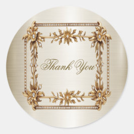 Adesivo Redondo Retângulo de Ornamentado Dourado de Casamento Flor