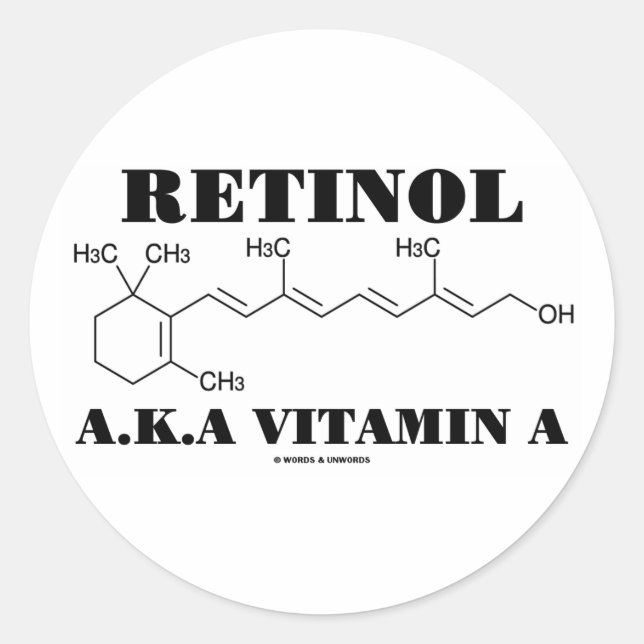 Adesivo Redondo Retinol A.K.A. Vitamina A (Molécula De Retinol) (Frente)