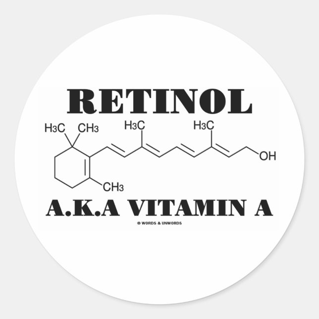 Adesivo Redondo Retinol A.K.A. Vitamina A (Molécula De Retinol) (Frente)