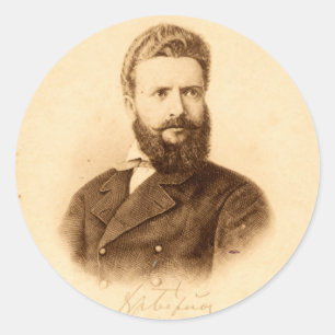 Adesivo Redondo Retrato Antigo de Hristo Botev Patriota Búlgaro
