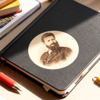 Adesivo Redondo Retrato Antigo de Hristo Botev Patriota Búlgaro