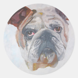 Adesivo Redondo Retrato Artístico Do Bulldog Americano