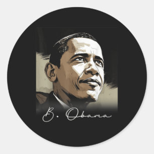 Adesivo Redondo Retrato Barack Obama Presidente Patriótico