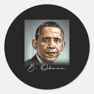 Adesivo Redondo Retrato Barack Obama Presidente Patriótico