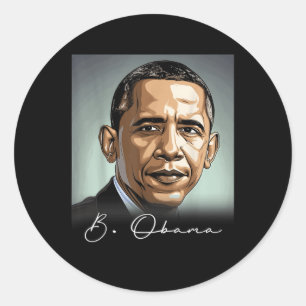 Adesivo Redondo Retrato Barack Obama Presidente Patriótico