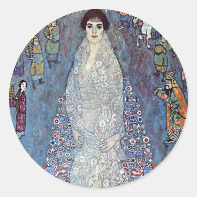 Adesivo Redondo Retrato Baronesa Elisabeth Bacchofen Echt, Klimt (Frente)