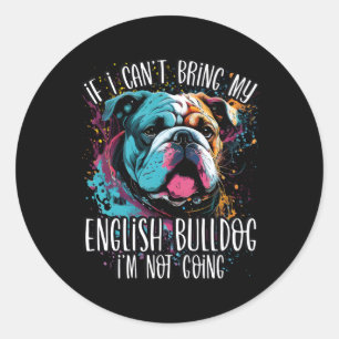 Adesivo Redondo Retrato Colorido do Bulldog Inglês Pai Mama