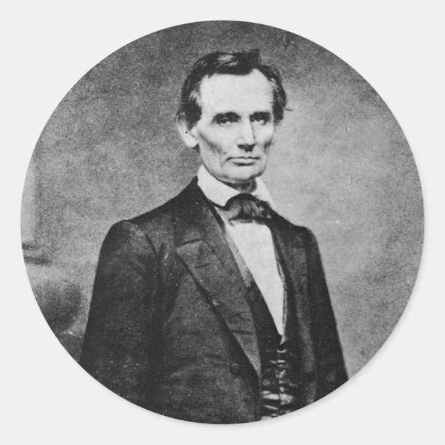 Adesivo Redondo Retrato da União Lincoln Cooper ~ 1860 (Frente)