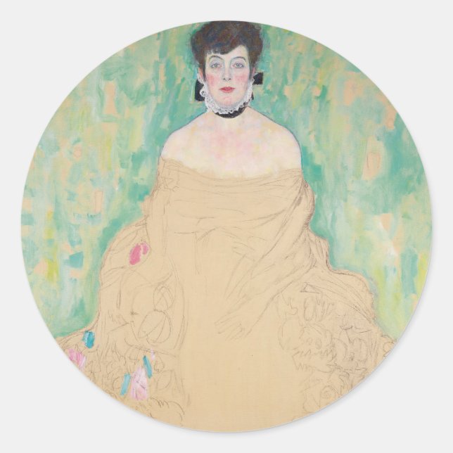 Adesivo Redondo Retrato de Amalie Zuckerkandl por Gustav Klimt (Frente)