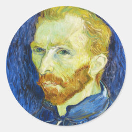 Adesivo Redondo Retrato de auto com Pallette Vincent van Gogh