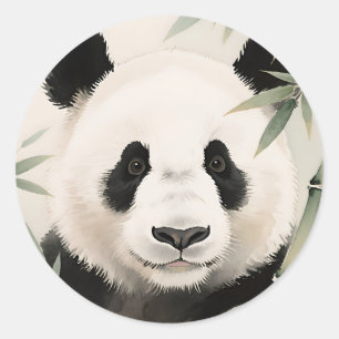 Adesivo Redondo Retrato de Bambu do Panda Gigante